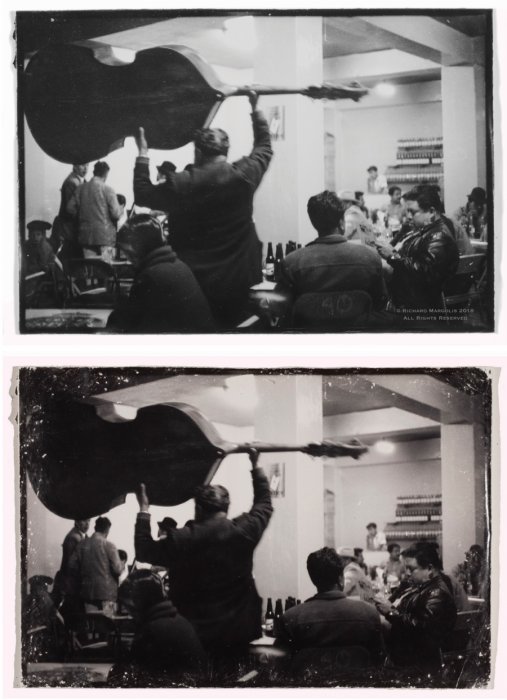 Black and white photo: Beer Hall