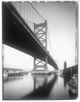 Ben Franklin Bridge, Philadelphia. Silver Gelatin Print, Ben Franklin, Suspension Bridge, B&W Photography, Richard Margolis