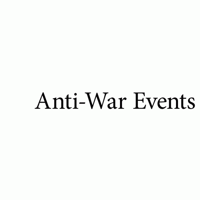 Anti-War Events title placard